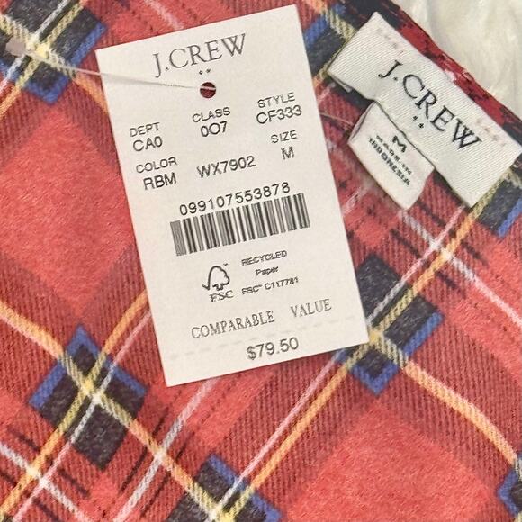 JCrew Tartan Sleeveless Blouse VNeck Holiday Christmas Red Black Plaid Medium - Picture 4 of 8